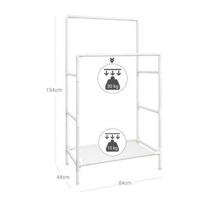 Metallgarderobe Kleiderständer mit 2 Stangen Weiss