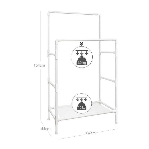 Metallgarderobe Kleiderständer mit 2 Stangen Weiss