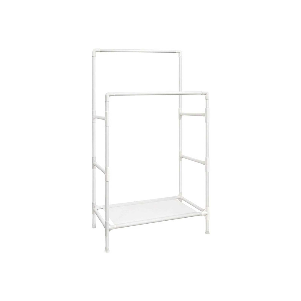 Metallgarderobe Kleiderständer mit 2 Stangen Weiss