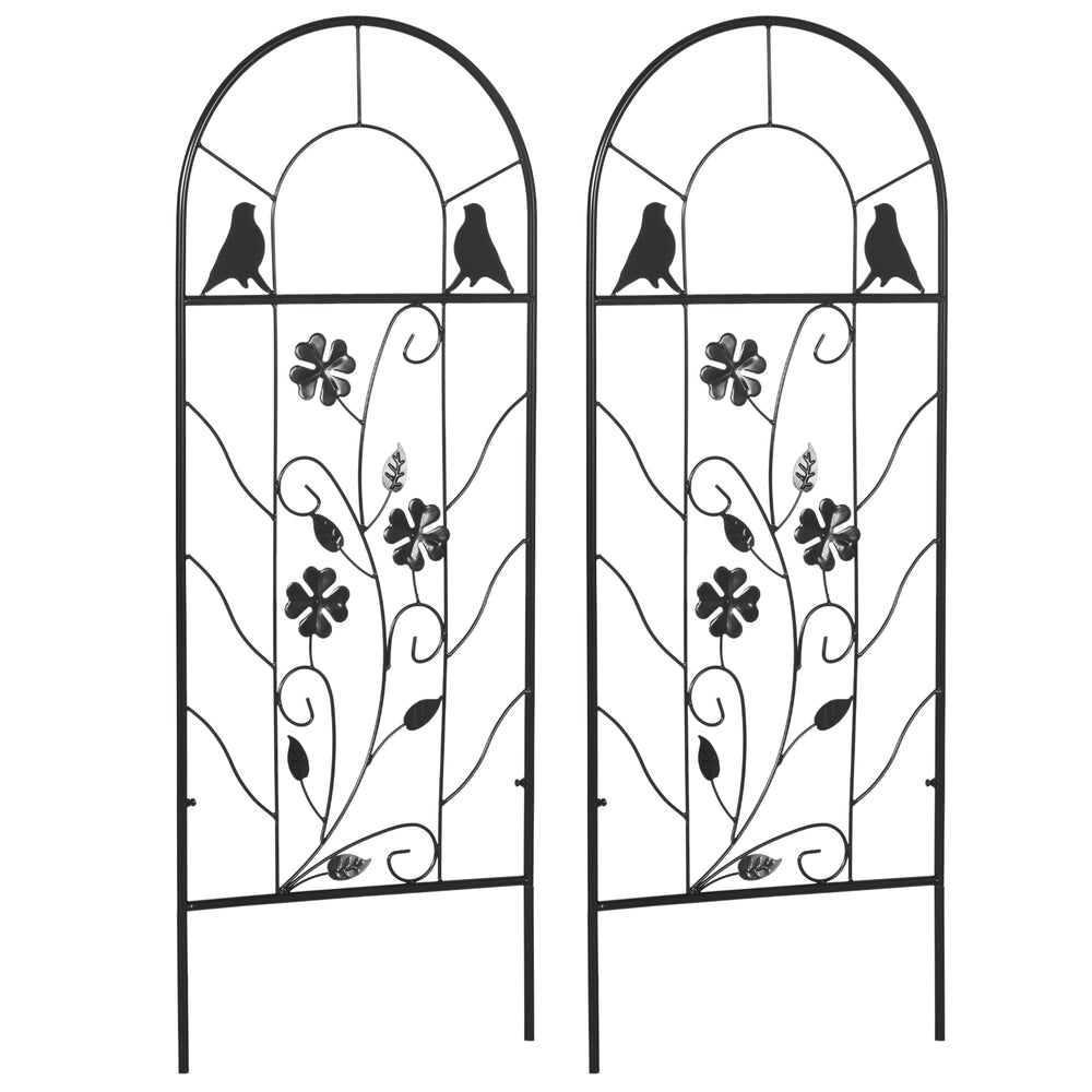 Metallspalier 2er Set dekorativ für Garten und Terrasse schwarz