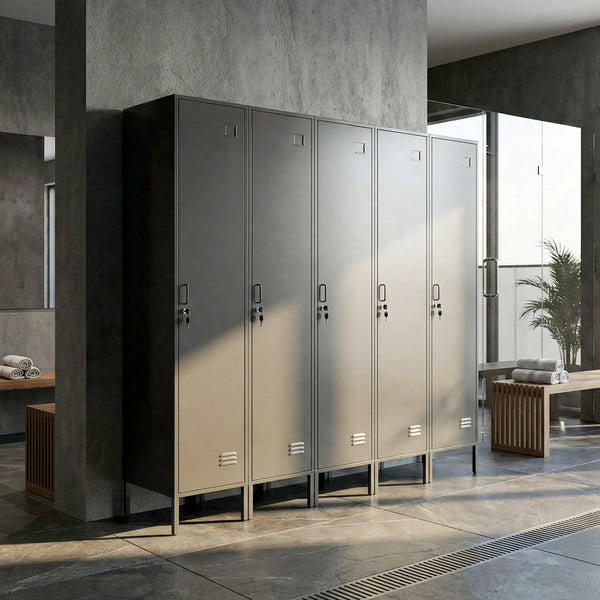 Metallspind abschliessbar mit Kleiderstange für Büro oder Zuhause schwarz