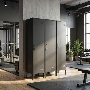 Metallspind abschliessbar mit Kleiderstange für Büro oder Zuhause schwarz