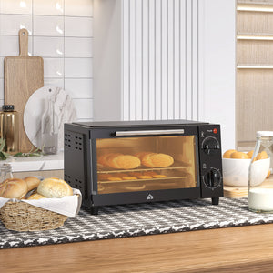 Mini-Backofen mit Grillrost Backblech und Timer 9L schwarz
