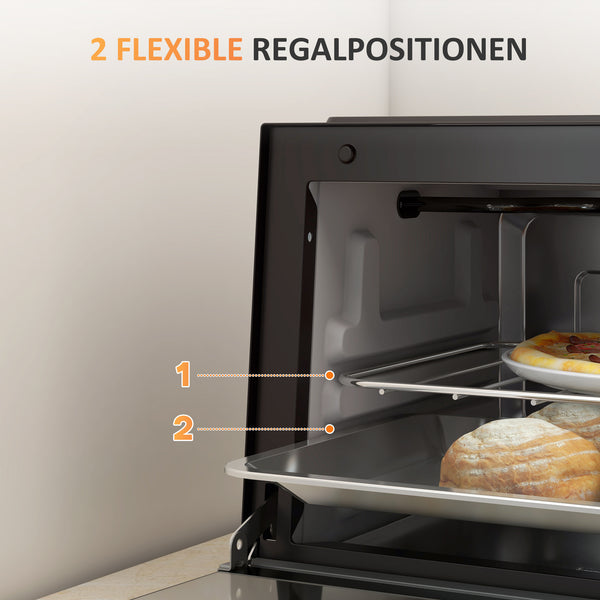 Mini-Backofen mit Grillrost Backblech und Timer 9L schwarz