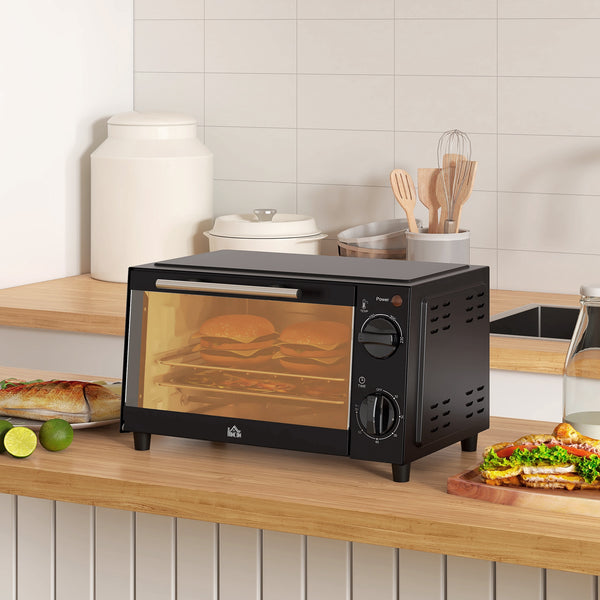 Mini-Backofen mit Grillrost Backblech und Timer 9L schwarz