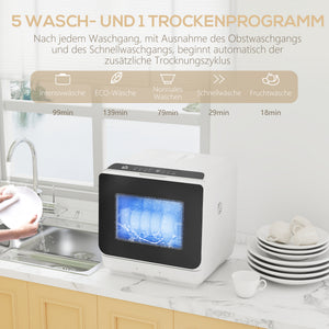Mini Geschirrspüler mit Wassertank und Trocknungsfunktion für Küche