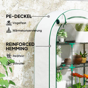 Mini-Gewächshaus 4 Ebenen tragbar mit Rolltür für Balkon Garten