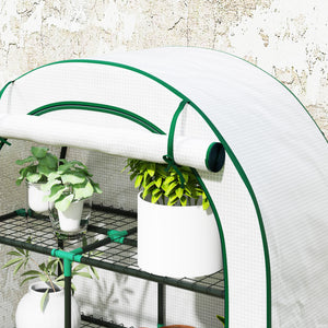 Mini-Gewächshaus 4 Ebenen tragbar mit Rolltür für Balkon Garten