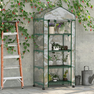 Mini Gewächshaus mit 4 Regalfächern für Balkon und Garten