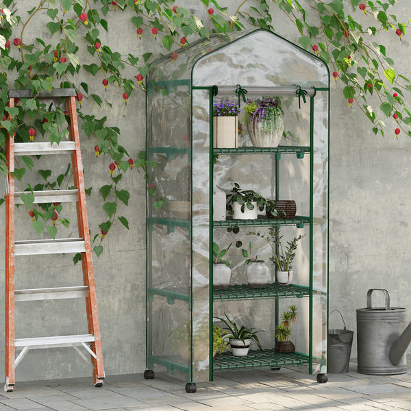 Mini Gewächshaus mit 4 Regalfächern für Balkon und Garten