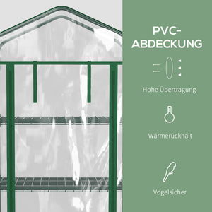 Mini Gewächshaus mit 4 Regalfächern für Balkon und Garten