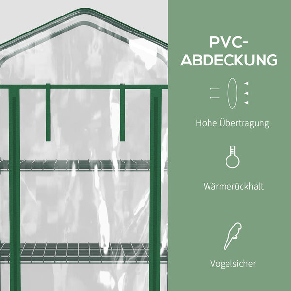 Mini Gewächshaus mit 4 Regalfächern für Balkon und Garten