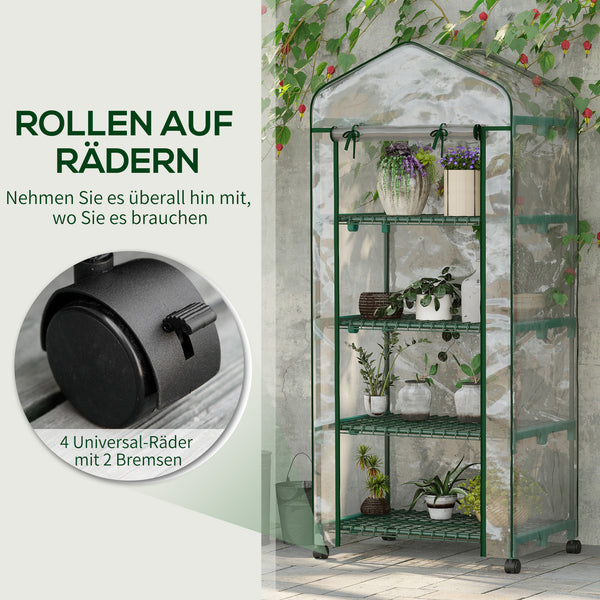 Mini Gewächshaus mit 4 Regalfächern für Balkon und Garten
