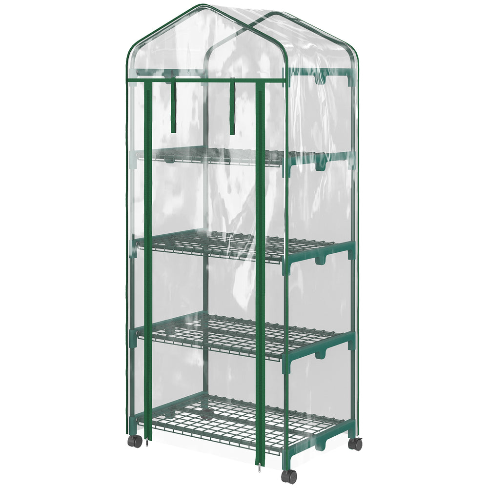 Mini Gewächshaus mit 4 Regalfächern für Balkon und Garten