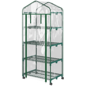 Mini Gewächshaus mit 4 Regalfächern für Balkon und Garten