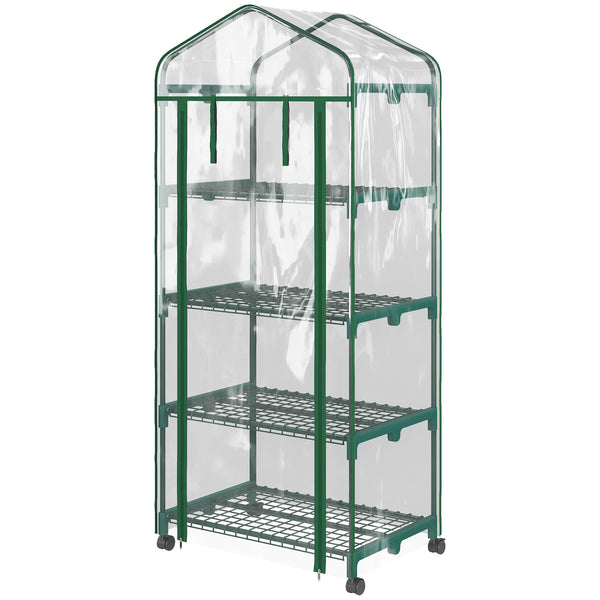 Mini Gewächshaus mit 4 Regalfächern für Balkon und Garten