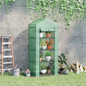 Mini Gewächshaus mit 4 Regalen für Balkon und Garten 70x50x160cm