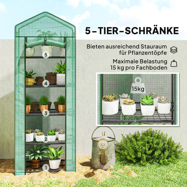 Mini-Gewächshaus hoch für Gemüse und Blumen aus Stahl und Kunststoff