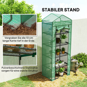 Mini-Gewächshaus hoch für Gemüse und Blumen aus Stahl und Kunststoff