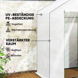 Mini-Gewächshaus mit Regalen UV-beständig mit Tür weiss