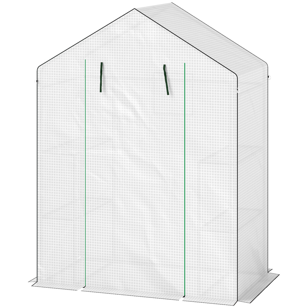 Mini-Gewächshaus mit Regalen UV-beständig mit Tür weiss