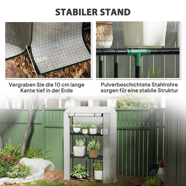 Mini Gewächshaus mit Regal UV-beständig und Rolltür für Balkon