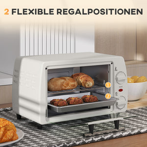 Mini-Ofen Toasterofen mit Timer 10L cremeweiss
