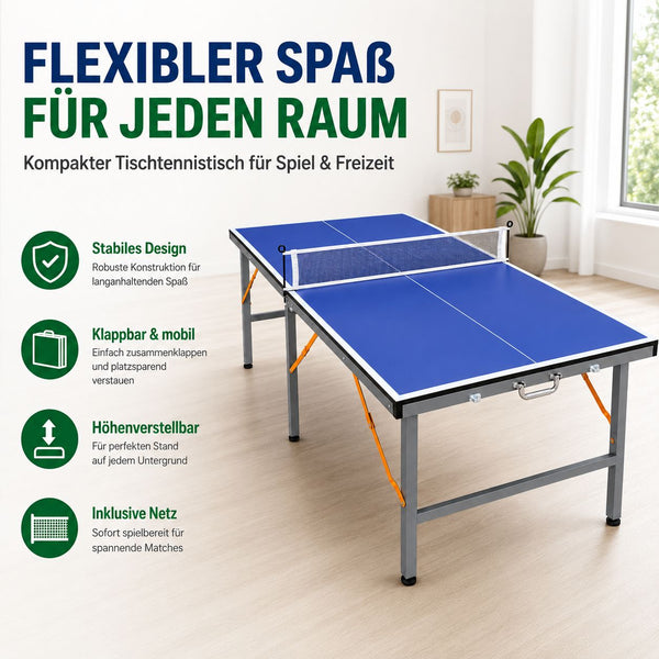 Mini Tischtennisplatte klappbar mit Zubehör -Blau