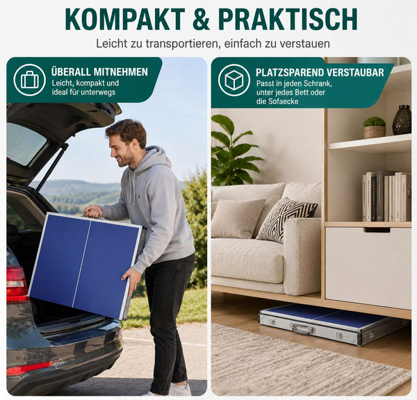 Mini Tischtennisplatte klappbar mit Zubehör -Blau