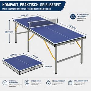 Mini Tischtennisplatte klappbar mit Zubehör -Blau