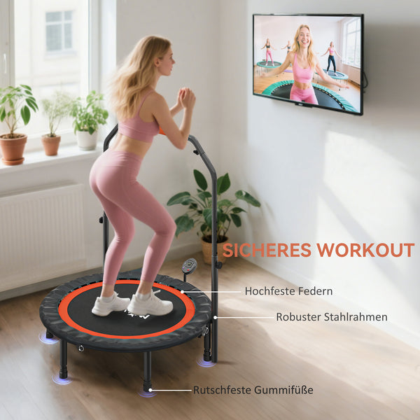 Mini-Trampolin mit verstellbarem Haltegriff und LCD für Fitness