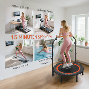 Mini-Trampolin mit verstellbarem Haltegriff und LCD für Fitness