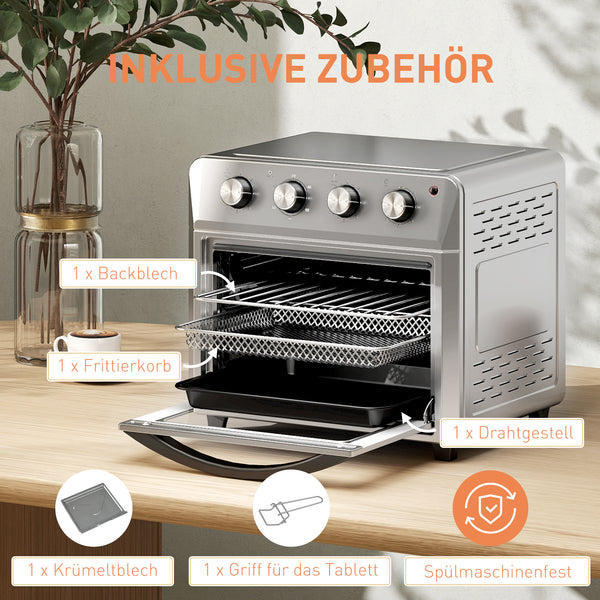 Minibackofen Heissluftfritteuse mit Umluft 6 Heizmodi Timer 24L