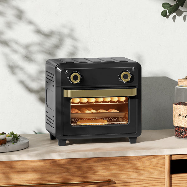 Minibackofen Heissluftfritteuse mit Umluft 10L schwarz