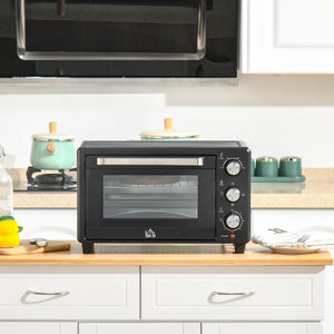 Minibackofen Kompaktofen 21L mit 3 Kochmodi Schwarz-Silber