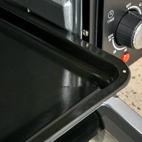 Minibackofen Kompaktofen 21L mit 3 Kochmodi Schwarz-Silber