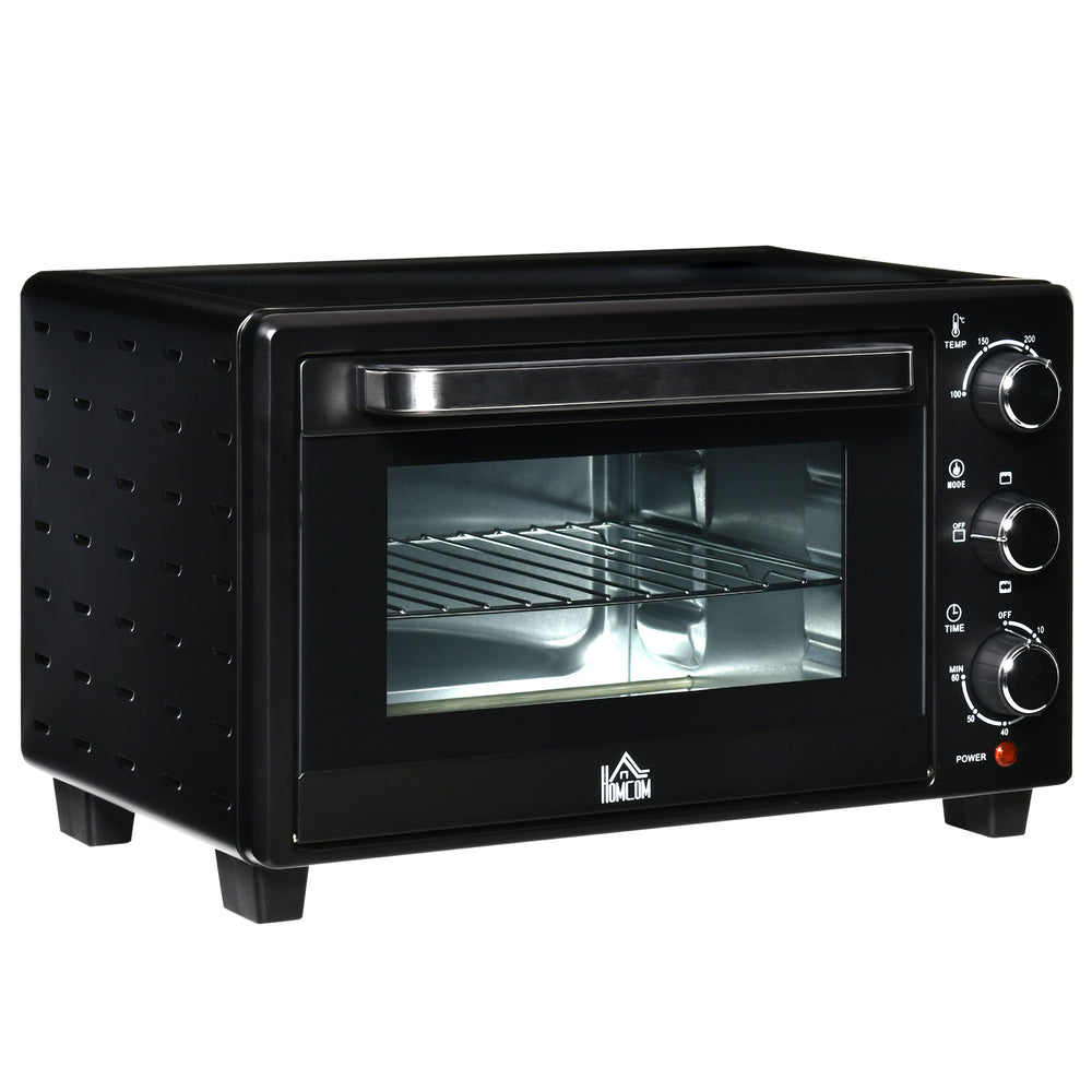 Minibackofen Kompaktofen 21L mit 3 Kochmodi Schwarz-Silber