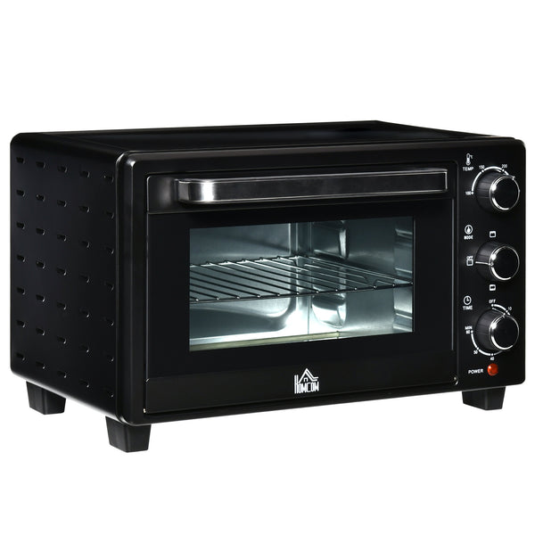 Minibackofen Kompaktofen 21L mit 3 Kochmodi Schwarz-Silber