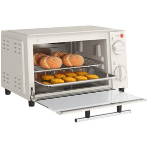 Minibackofen Kompaktofen 9L 750W 100-230°C mit Timer und Zubehör Edelstahl Cremeweiss