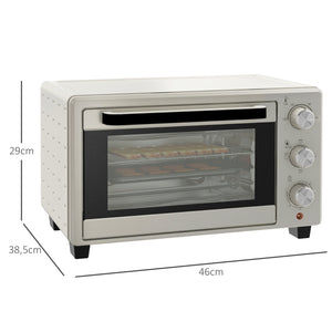 Minibackofen Ofen 21L 100-230°C mit Drehspiess Cremeweiss