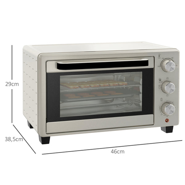 Minibackofen Ofen 21L 100-230°C mit Drehspiess Cremeweiss