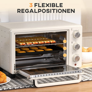 Minibackofen Ofen 21L 100-230°C mit Drehspiess Cremeweiss