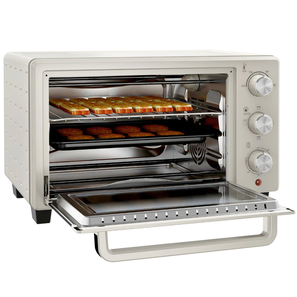 Minibackofen Ofen 21L 100-230°C mit Drehspiess Cremeweiss