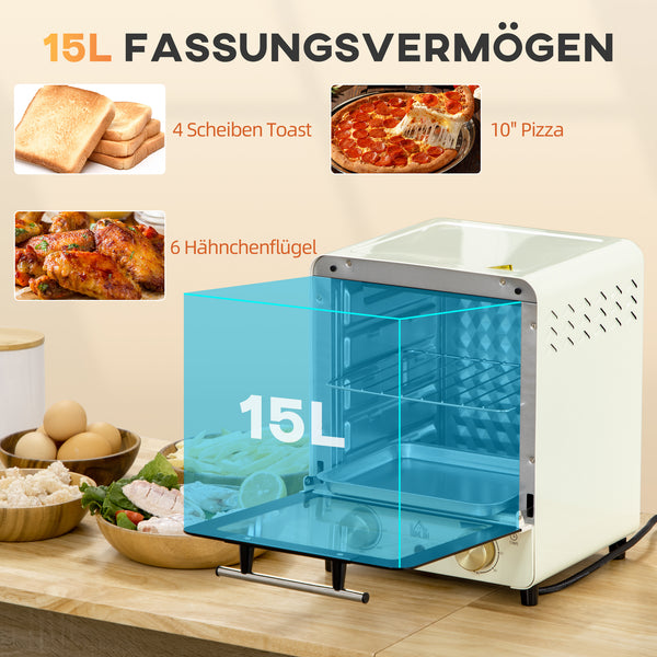 Minibackofen Umluftofen 15L 60-230°C Cremeweiss