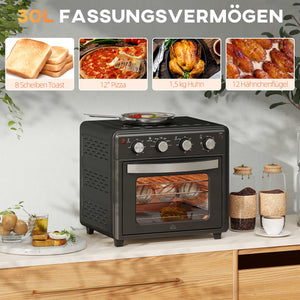 Minibackofen Umluftofen 30L 90-230°C Heissluft Schwarz