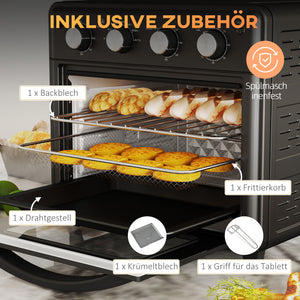 Minibackofen Umluftofen 30L 90-230°C Heissluft Schwarz