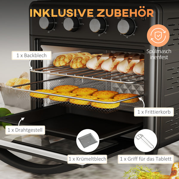 Minibackofen Umluftofen 30L 90-230°C Heissluft Schwarz