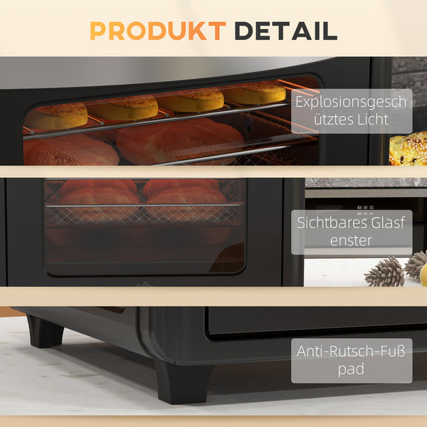 Minibackofen Umluftofen 30L 90-230°C Heissluft Schwarz