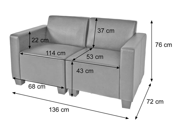 Modular 2-Sitzer Sofa Couch Lyon Kunstleder creme