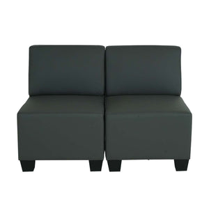 Modular 2-Sitzer Sofa Couch Lyon Kunstleder dunkelgrau ohne Armlehnen